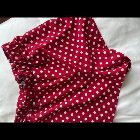 Boohoo Night Red & White Polka Dot Shorts PJ's. Size 4. - Picture 6 of 8